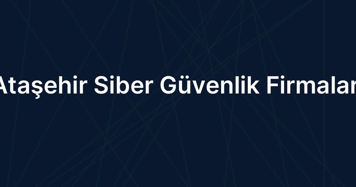 Ataşehir Siber Güvenlik Firmaları