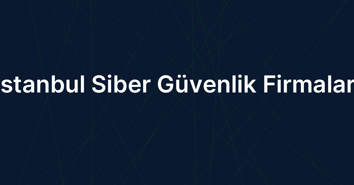 İstanbul Siber Güvenlik Firmaları