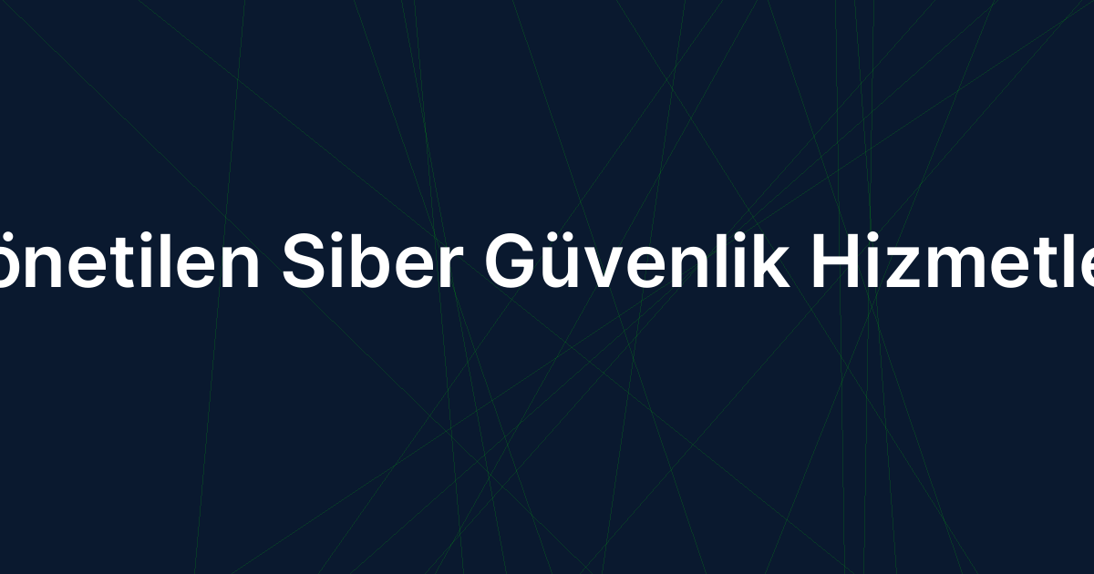 Yönetilen Siber Güvenlik Hizmetleri